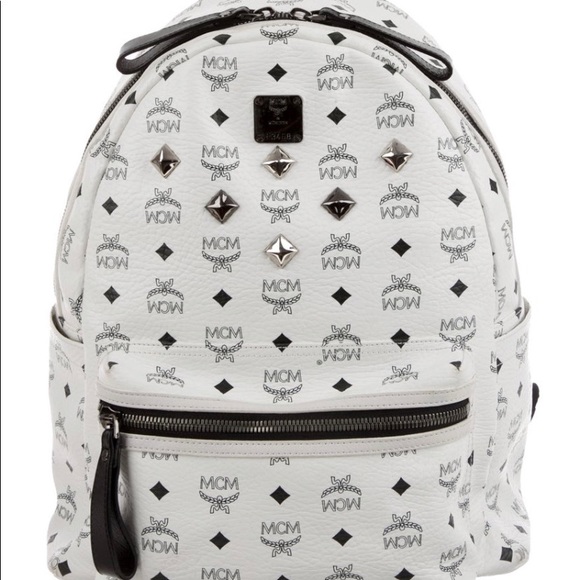 Authentic White MCM Visetos Stark Backpack - Picture 2 of 4
